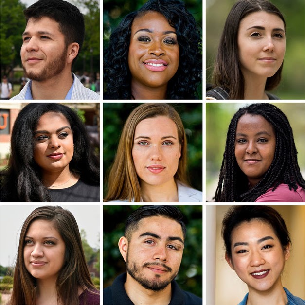 a grid of 9 students faces